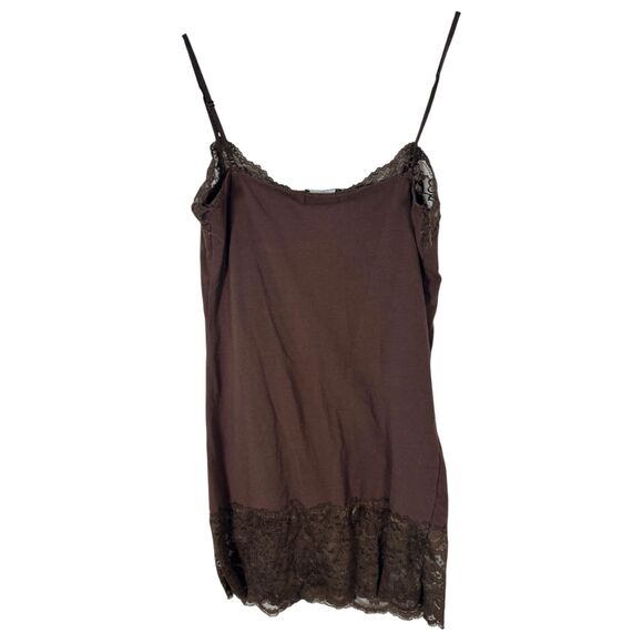 Wet Seal Vintage 90s Lace Trim Cami Camisole Brown Size Large - Picture 3 of 4